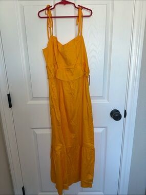 Sunny Yellow Tie-Shoulder Maxi Dress NWT